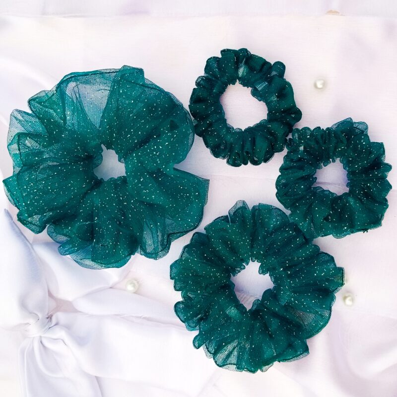 Emerald Sparkle Net Scrunchie. - Image 2